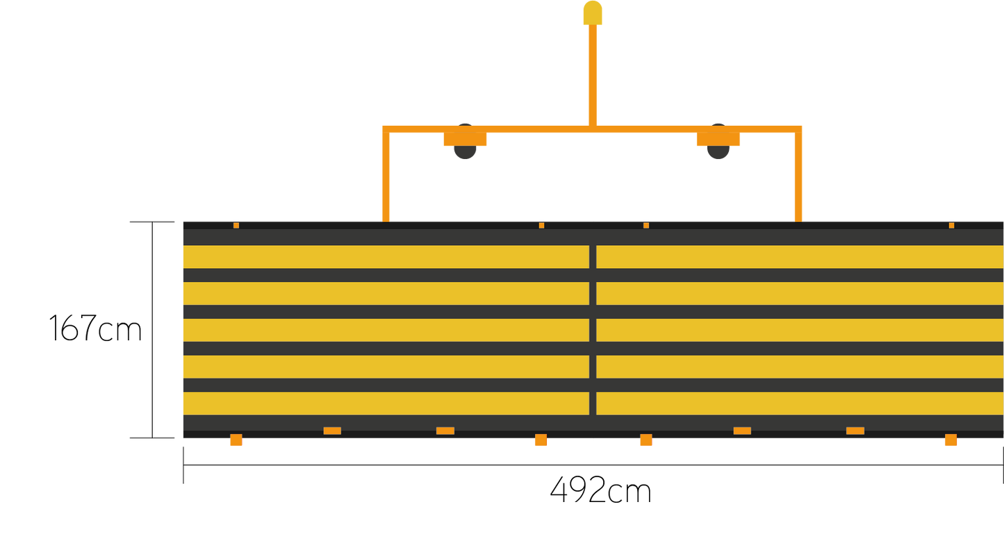 Das Duplexsystem verfügt über eine Kehrbreite 492cm.