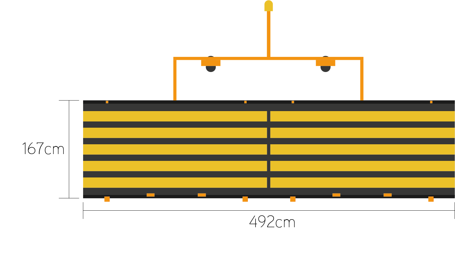 Das Duplexsystem verfügt über eine Kehrbreite 492cm.