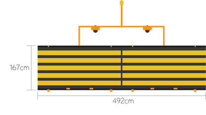 Das Duplexsystem verfügt über eine Kehrbreite 492 cm.