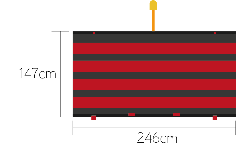 Das Singlesystem verfügt über eine Kehrbreite von 246cm.