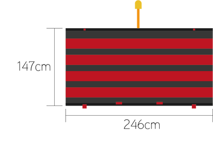 Das Singlesystem verfügt über eine Kehrbreite von 246cm.