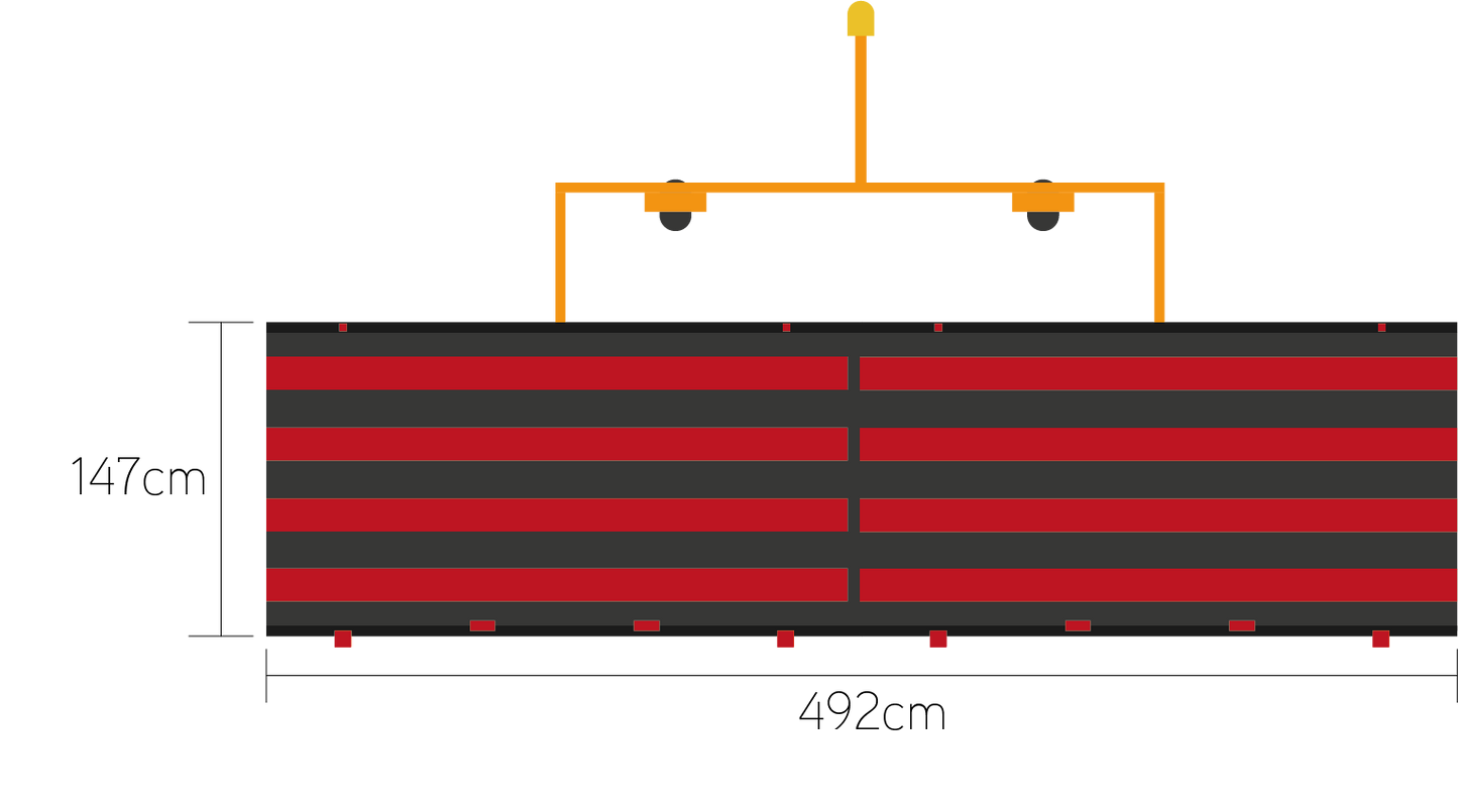 Das Duplexsystem verfügt über eine Kehrbreite 492cm.