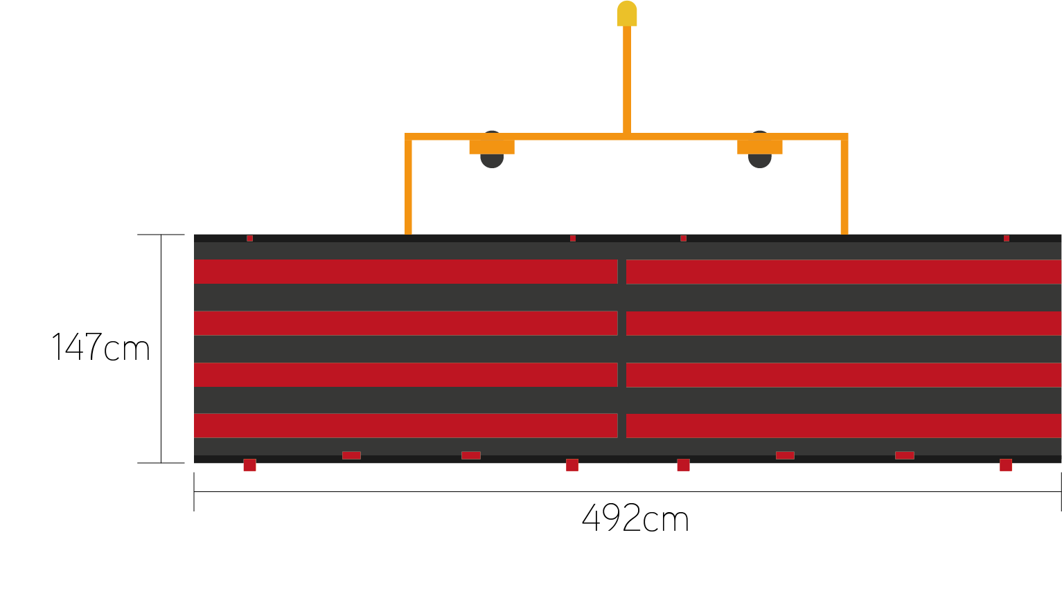 Das Duplexsystem verfügt über eine Kehrbreite 492cm.