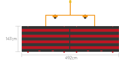 Das Duplexsystem verfügt über eine Kehrbreite 492cm.